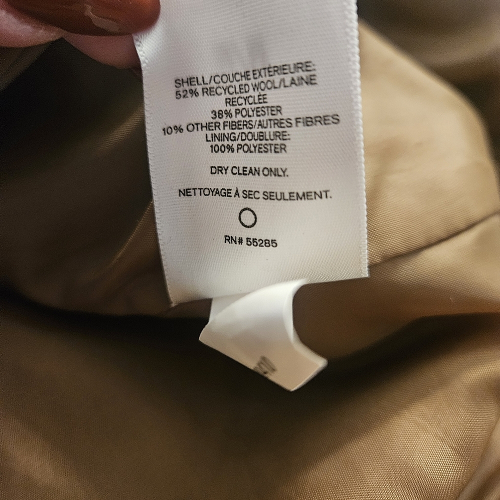EXPRESS Recycled Wool Belted Trench Coat Camel Medium - Picture 7 of 10